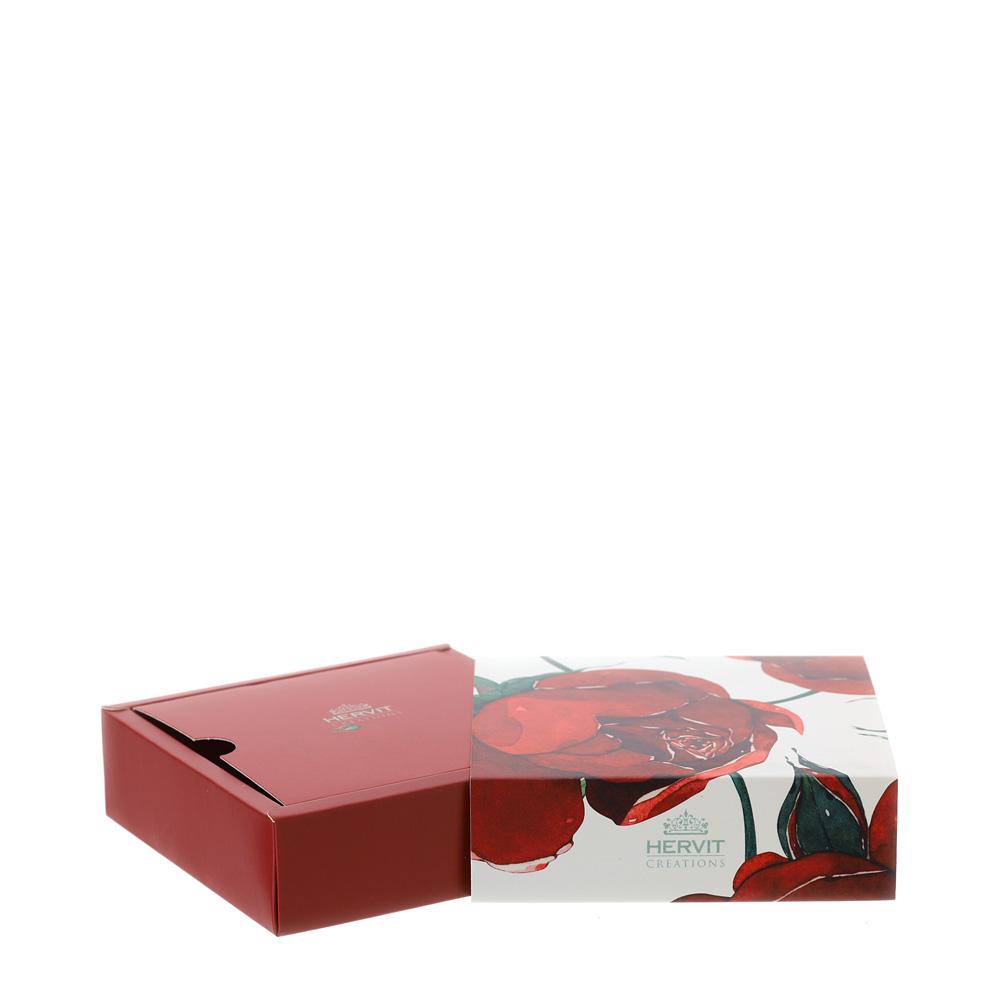 HERVIT - Box Cart.Rose Baccarat Rosso 10X10X3Cm