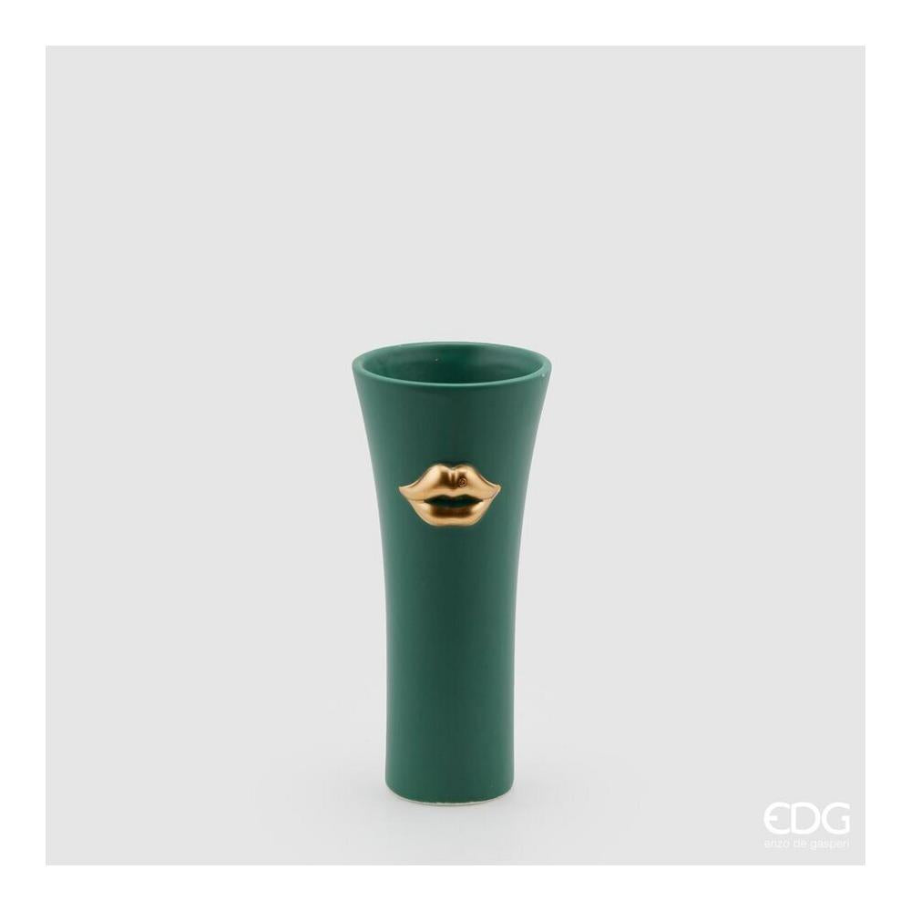 EDG - Vaso Kiss Concavo Green Gold In Ceramica H21 D9 Cm