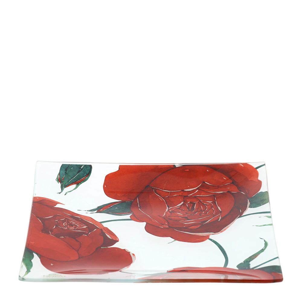 HERVIT - Baccarat Rose Glass Plate 20X20Cm