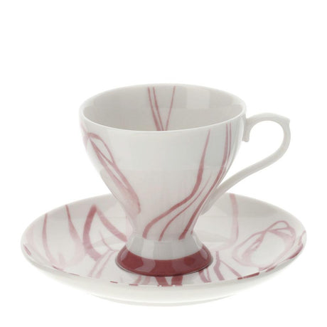 HERVIT - Box of 2 Pink Tulip Coffee Cups 9X7cm