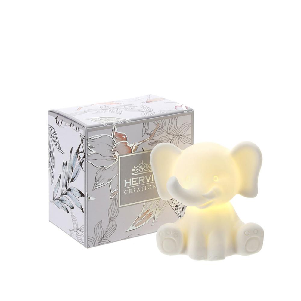 HERVIT - Elefantino Porcellana Bianca Biscuit 8 Cm
